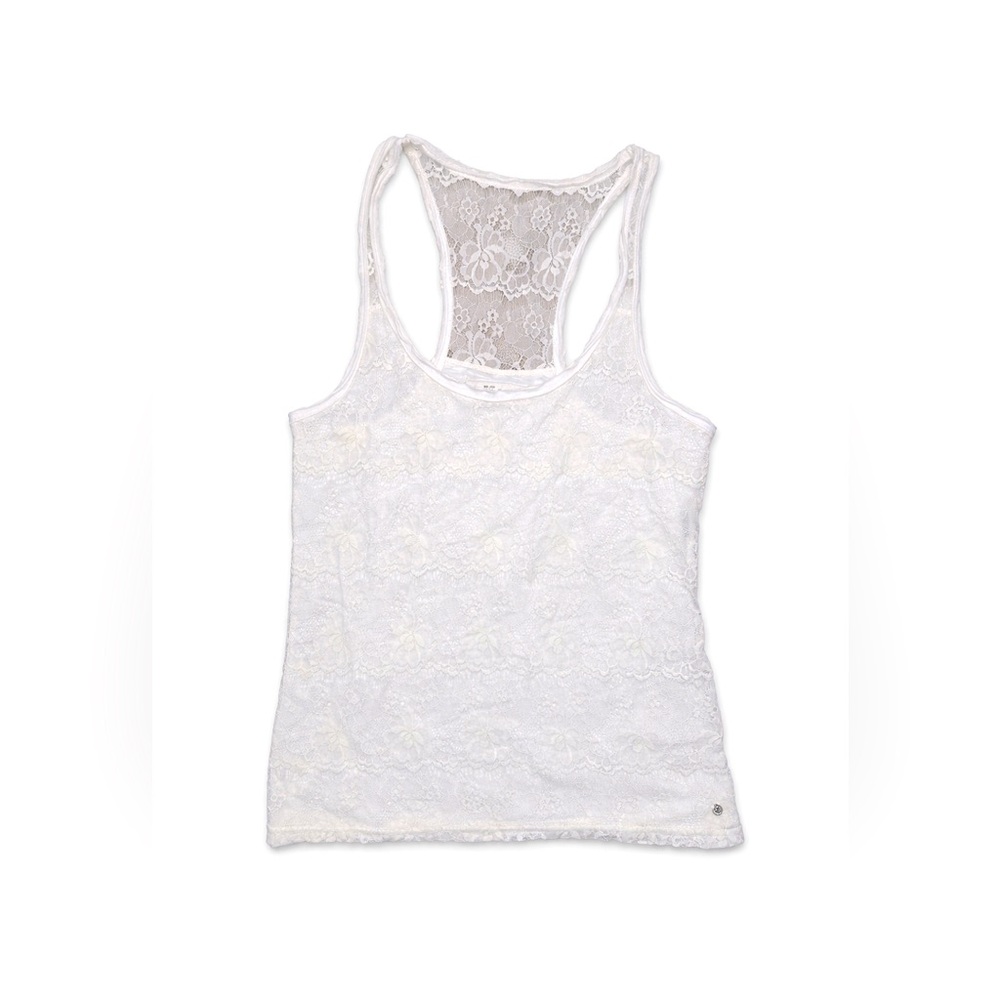Abercrombie & Fitch White Floral Lace Racerback Tank Top Women’s size Medium